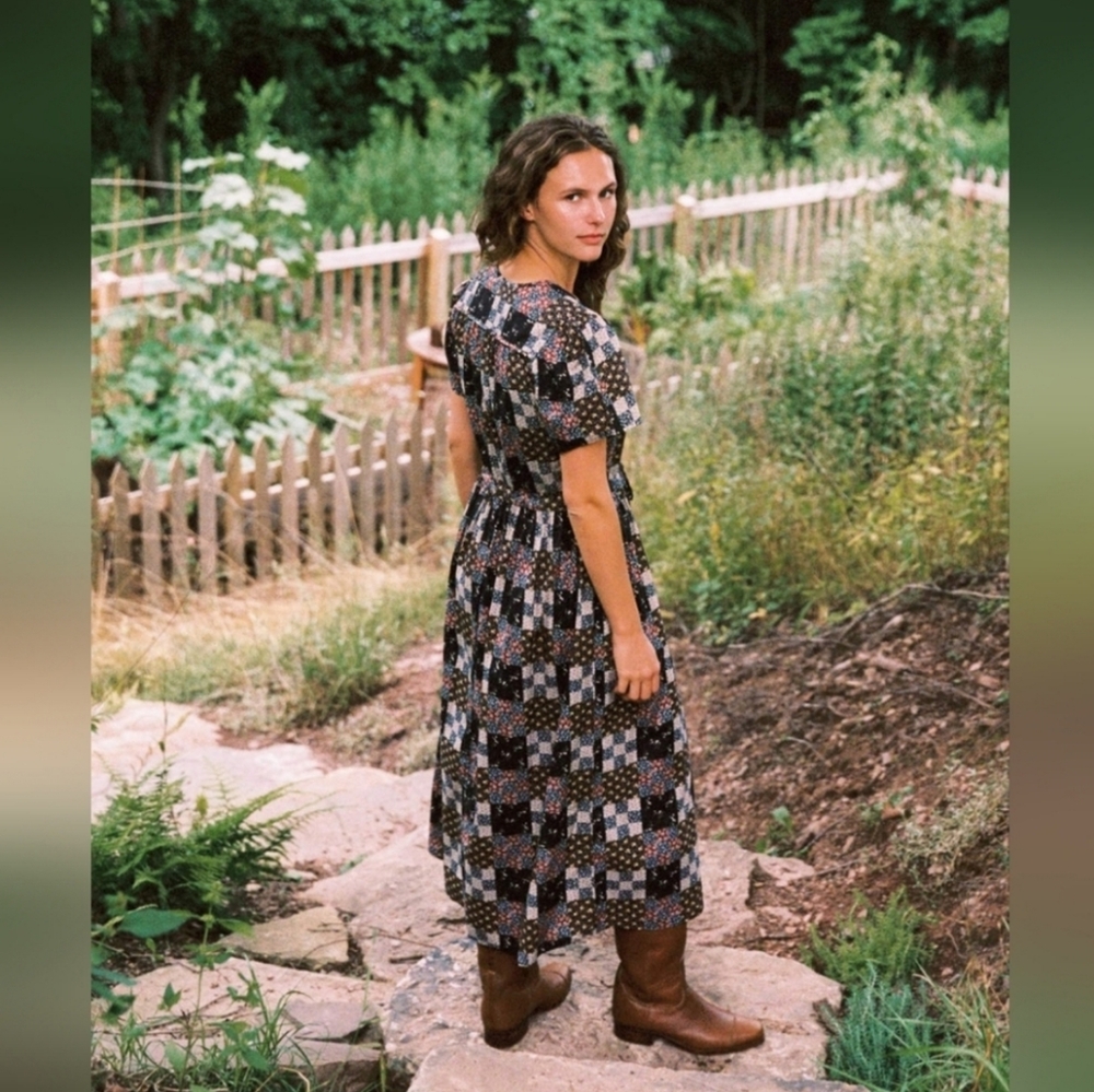 Christy Dawn the dawn dress in harvest patchwork, medium - Picture 3 of 8